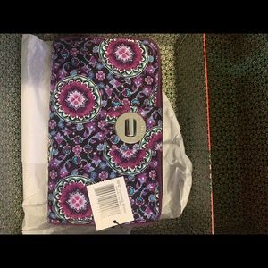 Very Bradley RFID turnlock wallet- Lilac Medallion